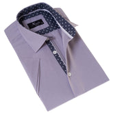 Light Purple Button Up Shirt | Short Sleeves Shirt - Tailored Slim Fit Cotton Dress Shirts